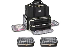 IVODEELA Organiseur de Vernis à Ongles,Sac de Rangement Vernis à Ongle pour 80 Bouteilles 15 ML et Lampe à Ongles,Sac Organisateur de Vernis à Ongles,Boite Rangement Vernis Ongle,Noir