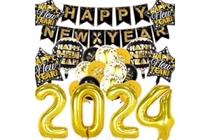 AMYCUTE Decorazioni Capodanno 2024, Kit Palloncini Capodanno con Palloncini Capodanno 2024 e Gadget Capodanno 2024 per Decorazioni Capodanno (C)