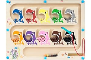 NALIKOSTY Magnetyczny labirynt liczb kolor zabawki Montessori dla dzieci magnesy do sortowania kolorów drewniane zabawki edukacyjne gry liczenie i dopasowanie dla chłopców dziewcząt 3 4 5 6 7 lat