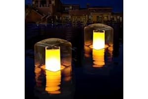 DeeprBlu Floating Pool Lights Solar Powered, Flame Effect Light Up Pool Light, IP68 Waterproof Pool Lights Cube Solar Flame Lights, Updated Outdoor Solar Lights for Garden Yard Patio Pond Light Decor