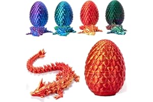 Hanaiette Dragons in Eggs - 3D Printed Articulated Crystal Dragon Eggs, Easter Egg Hunt Dash Toys - Home Office Decor and Desk Toys for Kids and Adults! (Laser Red)