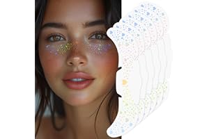 LOPHE Glitter Freckles Temporära Tatueringar, 6ST Multikromatiska Holografiska Freckletatueringar, Vattenbeständiga & Långvar