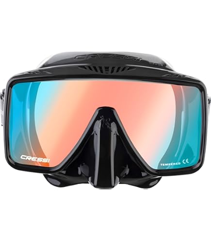 CRESSI Metis Action Mask Black/Black - Unisex duikmasker verminderd volume en Action Cam-houder, zwart/zwart, eenheidsmaat