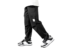 Rolanko Pantaloni Cargo da Ragazzo con Vita Elastica, Pantaloni da Jogging Sportivi Leggeri ad Asciugatura Rapida con Multitasche per Bambini