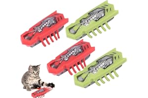 Kinberry 4pcs Mini Robot Beetle Cat Toy - Electric Glowing Mouse Interactive Pet Bug Toy For Pet Cat Mouse