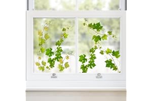 Supzone Window Sticker Green Vine Leaves Window Stickers Summer Spring Window Decals Hanging Leaves Anti-Collision Window Film Glass Doors Window Decoration Sticker