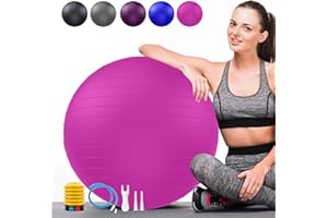 GOONIDY Pelota de Pilates Suave, Bola Yoga Embarazada Antiexplosión Soporte de 2,200lbs, Softball Fitball Embarazo Ball Pelotas Gimnasia Ritmica Niña Embarazadas (Oficinas & Familias & Escuelas)