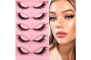 Heracks 3D Rzęsy Kocie Oko Rozszerzenie Sztuczne Rzęsy Kocie Oko, Sztuczne Rzęsy Naturalne, 5 par Rzęsy Wielokrotnego użytku Rzęsy, HR-FOX-2-2