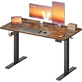 VASAGLE Electric Lift Desk, 4 Memories, 120 x 60 cm | Adjustable Height Table, 72-120 cm, Sedentary Notice, Office, Rustic Br