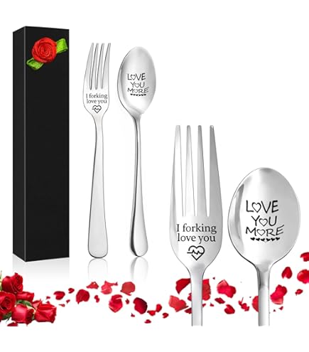 I Forking Love You, I Forking Love You Too! - Cute Wedding/Anniversary/Valentines/Every Day Hand Stamped Vintage Forks - View #12
