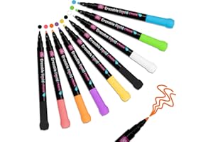 YUNAI Liquid Chalk Pens for Blackboards, 9PCS Chalk Markers Wipeable for Chalkboard and Glass, Fine Tip Neon Color Chalkboard Pens for Menu Board Window Signs Drawing Writing