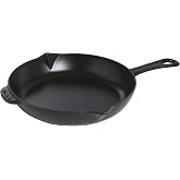 Staub Dust Frying Pan, 26cm, Cast Iron, Induction Suitable, Black