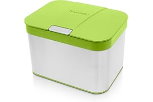 YourCasa® Pattumiera per compost 43 l per rifiuti organici quotidiani in cucina inserto interno lavabile in lavastoviglie inodore e lavabile in acciaio inox biologico con coperchio (verdebianco)