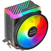 MARSGAMING MCPU33, Disipador CPU Dual FRGB, 3 Heatpipes HCT, TDP 140W, Ventilador Ultra-silencioso PWM 11 cm, Color Negro
