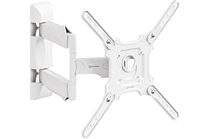 ONKRON Braccio TV da 32 a 65 pollici - Staffa Televisore Inclinabile con Peso fino a 35 kg - Braccio Televisione da Parete in Colore Bianco - Universale con max VESA 400x400 mm/Porta TV Girevole M4-W