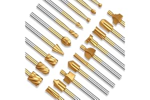EEEKit 20 Stück Holzschnitzerei Bohrer Set, HSS Drehfräser Frässtifte Fräser Holz für Rotary Tool mit 3mm Schaft