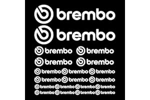 GESAR ART IN PROGRESS Gesar Adesivi Brembo Alta Qualità Resistenti al Calore – Kit 16 Adesivi Pinze Freni Auto – Compatibili con Pinze Freni Brembo per Auto Sportive – Copri Pinze Look Professionale (Bianco)