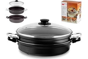 Valsecchi 465500 Vaporiera Multiuso In Alluminio Con Rivestimento Antiaderente 28 Cm Con Coperchio In Vetro