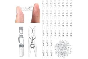 Fuyamp 100 Pcs Clear Mini Pegs,2.5cm Small Crafting Pegs Plastics Mini Clear Pegs,Clips Pegs Clothes Pegs Tiny Photo Clips for Hanging photos,DIY Art and Craft Projects