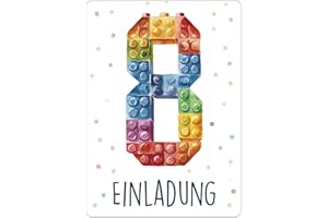 CALLUNA PRODUKTE MIT HERZ CALLUNA® Baustein Einladungen Kindergeburtstag Mädchen und Junge – 12 Stück – Witzige Baustein Geburtstag Einladungen für die Geburtstagsfeier – Einladungskarten Kids & Teenies (o. Versandhülle)