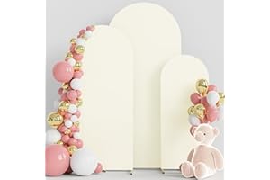 Wokceer Wedding Arch Cover Set of 3 Spandex Fitted Wedding Arch Stand Covers for Round Top Chiara Arch Backdrop Stands Cover for Birthday Party Ceremony Banquet Decoration 4ft,5ft,6ft Ivory