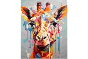 DAISEN ART Peinture Numero Adulte, DIY Peinture Par Numero Adulte, Peinture Acrylique pour Adultes Enfants débutants Facile sur Toile Peinture Numero avec peintures et pinceaux, Girafe 40×50 cm