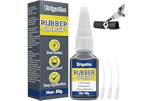 Erigathe Rubber Glue 30g, Rubber Cement Waterproof, Black Glue for Tire, Boots, Belt, Foam, DIY Craft, Car, Edge Tube Shoes