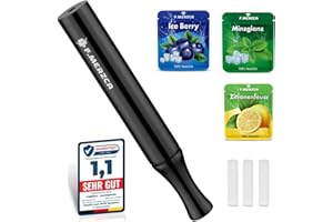 F.MERZCA Rauchentwöhnung Atemholz mit leckerem Minze, Blaubeere und Eukalyptus Mix Geschmack – 9× Filter MIT MEHR WIDERSTAND – Zigarettenersatz & Rauchfrei Hilfsmittel (Schwarz)