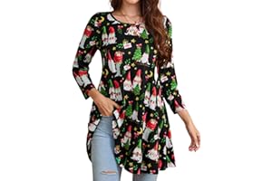 Enmain Womens Tunic Tops 3/4 Long Sleeve Blouse Crew Neck Tunic Top for Leggings Loose Fit