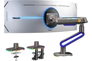 NB ERGONOMIC RGB, braccio per monitor piatti/ultrawide/curvi da 32 a 60 pollici, supporto resistente fino a 20 kg, VESA 75/100 mm, supporto G70