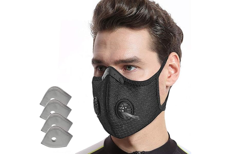 AOPERK Dust Mask, Dust Mask with 4pcs Additional Activated Carbon Filter, Washable and Reusable Breathable Mask for Pollen Allergy, Woodworking Mowing, Running, Cycling, Outdoor Activities
