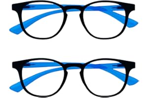 OPULIZE Bop Blue Light Blocking Glasses 2 Pack Kids Round Frame Protect Eyes Improve Sleep Reduce Headaches Computer Gaming Boys Girls BB47