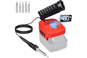 GZYZ Akku Lötkolben Set für Milwaukee M18 mit Digitales LCD-Display,Kabelloser Tragbarer Lötkolben mit Schutz vor Niederspannung und USB- und Typ-C, C/°F-Umwandlung,für DIY,Gerätereparatur(Keine Batterie)