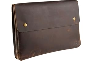 moonster Funda de Portátil Cuero Genuino Funda Tipo Cartera de Hombre o Mujer – Portadocumentos de Cuero de Búfalo – Funda de Ordenador 13,14 y 15 Pulgadas – Funda de Tablet y MacBook