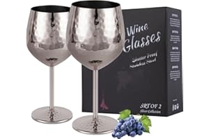 IRONABLE Copa de vino tinto,vaso de acero inoxidable elegantee,530 ml,2 piezas(negro)