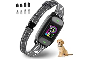GOOPOOL Collier Anti Aboiement Chien, Collier Vibrant avec Indication Niveau Batterie, 4 Modes Son/Vibration/Son+Vibration/Combiné, Rechargeable Collier Electrique pour Chien sans Choc Statique