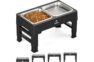 Petace Ciotole per Cani Rialzate con 4 Altezze Regolabile, in Acciaio Inox, Alza con Due Ciotola 2 X 1600ml, Ciotole per Cani Piccoli, Medi e Grandi