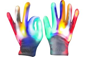 Kimimara Gants LED Lumineux pour Enfants - Gants de fête Pailletés, Néon Carnaval Halloween Paillettes Cadeau d'anniversaire Club de Noël Célébration Performance Accessoires Ambiance Props