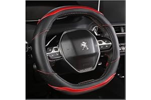 Couvre volant Pour Peugeot 3008 4008 5008 Couvercle de volant de la voiture Couvercle de la fibre de carbone + Accessoires auto en cuir PU intérieur (Color Name : Red)