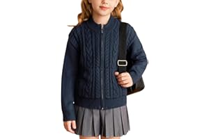 GRACE KARIN Cardigan décontracté à manches longues et col rond pour fille avec fermeture éclair Boléro Cardigan tricoté