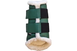 ‎RL24 RL24 - Gamaschen Comfort – Pferdegamaschen mit weichem Teddyfutter & Klettverschlüssen – anatomisch geformt & stoßabsorbierend – Gamaschen für Pferde in dunkelgrün – Größe L