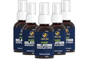 ‎VITACTIV NATURAL NUTRITION VITACTIV Melatonin Einschlafspray - Pfefferminze & Limette - 1925 Tage Vorrat, Hochdosiert - Melatonin Spray plus Passionsblumen Extrakt, Vitamine B1 und B6 - Zuckerfrei & Vegan - 250ml Sofort-Spray