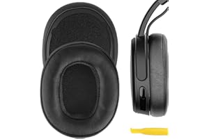 Geekria QuickFit wymienne nauszniki ze skóry proteinowej do Skullcandy Crusher bezprzewodowej kruszarki EVO Crusher ANC Hesh 3 poduszki do słuchawek, nauszniki, części naprawcze (czarne)