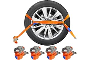 Easy4straps 4x2000kg 35mm Car Transport Wheel Tie Down Ratchet Lashing Straps Tie Down Straps For Car Tyre Belt Car Wheel Lock Strap
