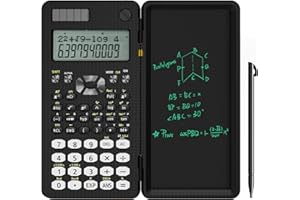 NEWYES 82MS Calcolatrice Scientifica, con Tavoletta per Scrivere, Custodia Protettiva Pieghevole, 240 Funzioni per Studenti Delle Scuole Superiori, Nera