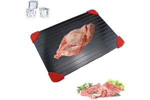 Vandove Plaque Décongélation Rapide, 23x16.5x0.3cm Décongélation Rapide la Viande avec 4 Coussinets de Protection en Silicone, Gadget dégel Cuisine, pour la Viande et Les Aliments Surgelés (M)