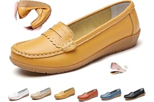 MAOAEAD Orthopädische Loafer für Damen, aus atmungsaktivem Leder, Mokassins, weiche Sohle, lässig, breite Passform, Arbeit, Büro, Stillschuhe