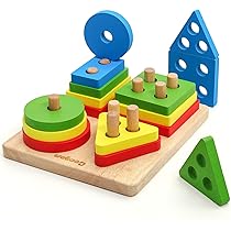 Jeu De Tri Et Empilement Montessori En Bois - Jouet éducatif Formes Et Couleurs Pour Enfants - Développe La Motricité Et La Reconnaissance