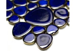 CONWIRE Mosaico - Piastrelle a mosaico, in ceramica, colore blu cobalto lucido, a forma di mosaico, formato: D = 5 mm, dimensioni foglio: 280 x 280 mm, 1 foglio