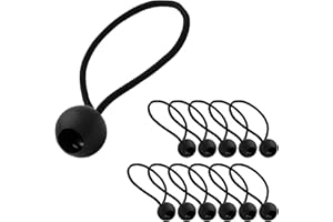 ECENCE 12x Guma napinająca, zestaw napinaczy plandeki, pętle ekspandera z kulką z tworzywa sztucznego, gumy do mocowania plandek, pawilonów, namiotów, duża siła naciągu czarny